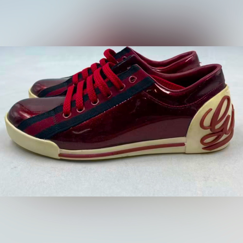 Gucci Burgundy and Cream Sneakers